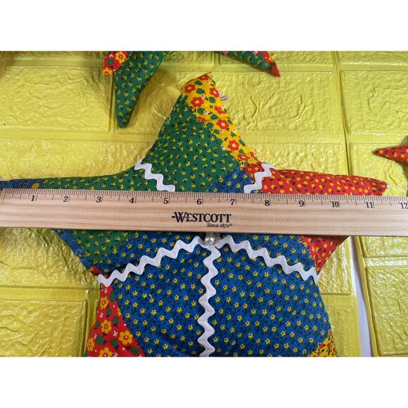 Vintage Christmas Hand Sewn Cloth Fabric Stuffed Star Ornaments Tree Set 11 - Picture 16 of 16